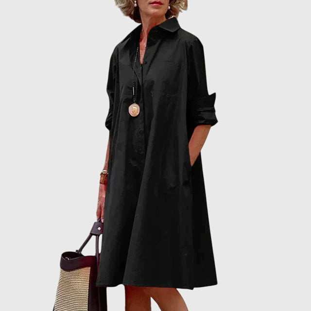 Clara | Damen entspanntes Freizeitkleid mit Taschen