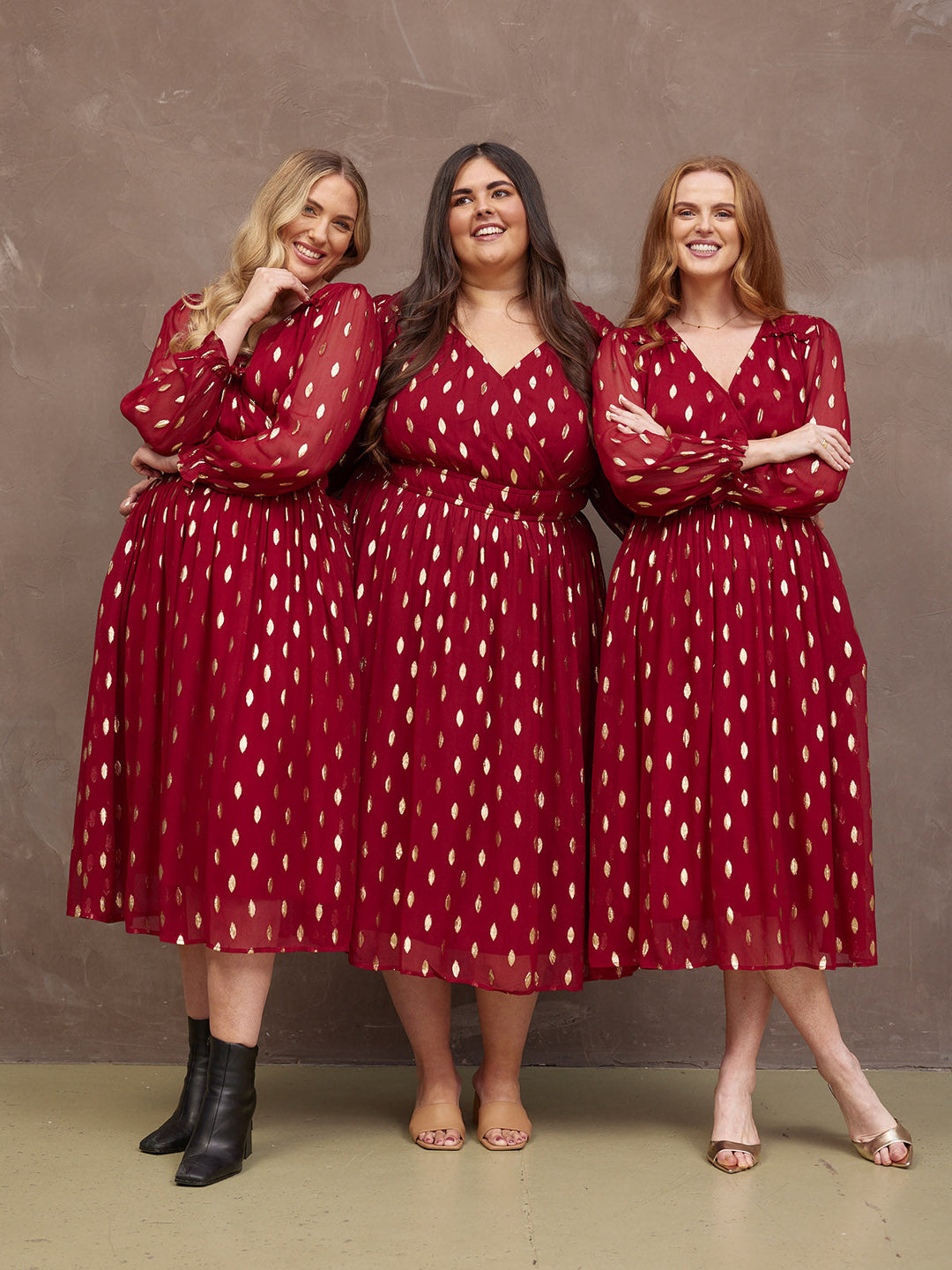 Clara Damen Midi-Wickelkleid mit Jacquardmuster und Blusenärmeln
