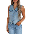 Clara | Moderne Jeansweste mit Knopfleiste