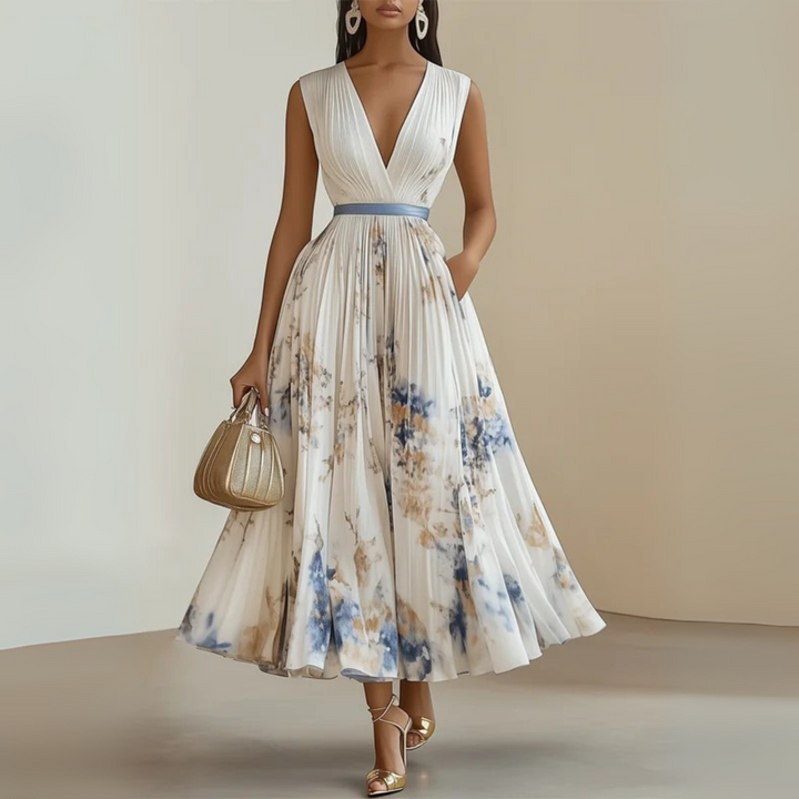 Claudia | Damen fließendes ärmelloses Maxikleid