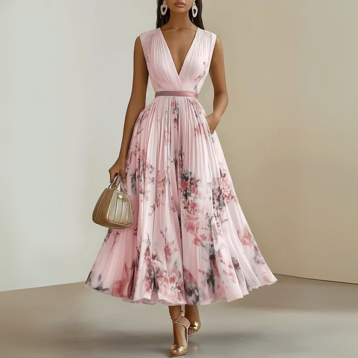 Claudia | Damen fließendes ärmelloses Maxikleid