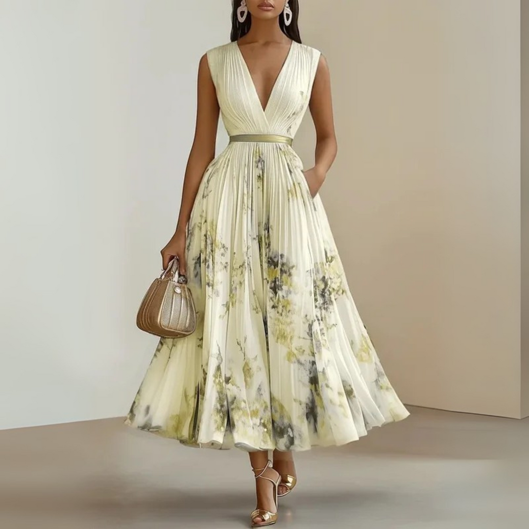 Claudia | Damen fließendes ärmelloses Maxikleid