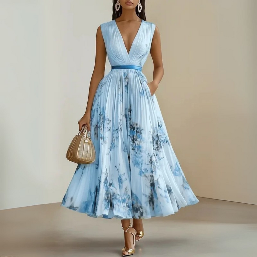 Claudia | Damen fließendes ärmelloses Maxikleid