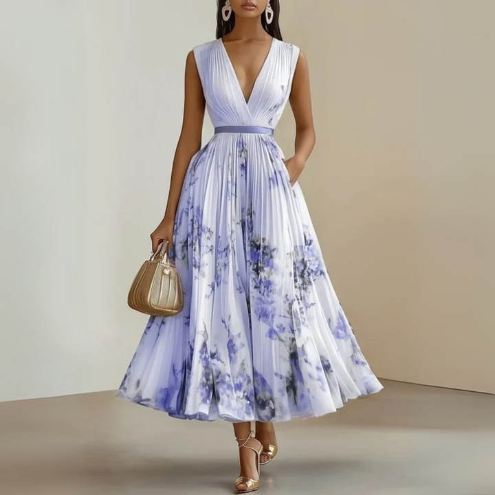 Claudia | Damen fließendes ärmelloses Maxikleid