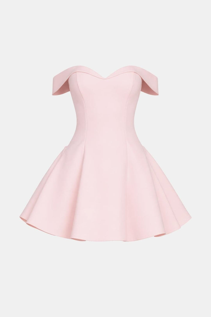 Cocktailkleid Damen Mini mit Schulterfreiem Ausschnitt Sweetheart-Ausschnitt und Ausgestelltem Rockteil