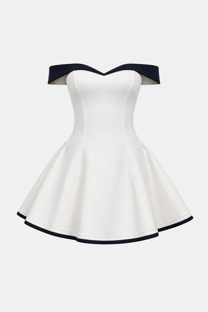Cocktailkleid Damen Mini mit Schulterfreiem Ausschnitt Sweetheart-Ausschnitt und Ausgestelltem Rockteil