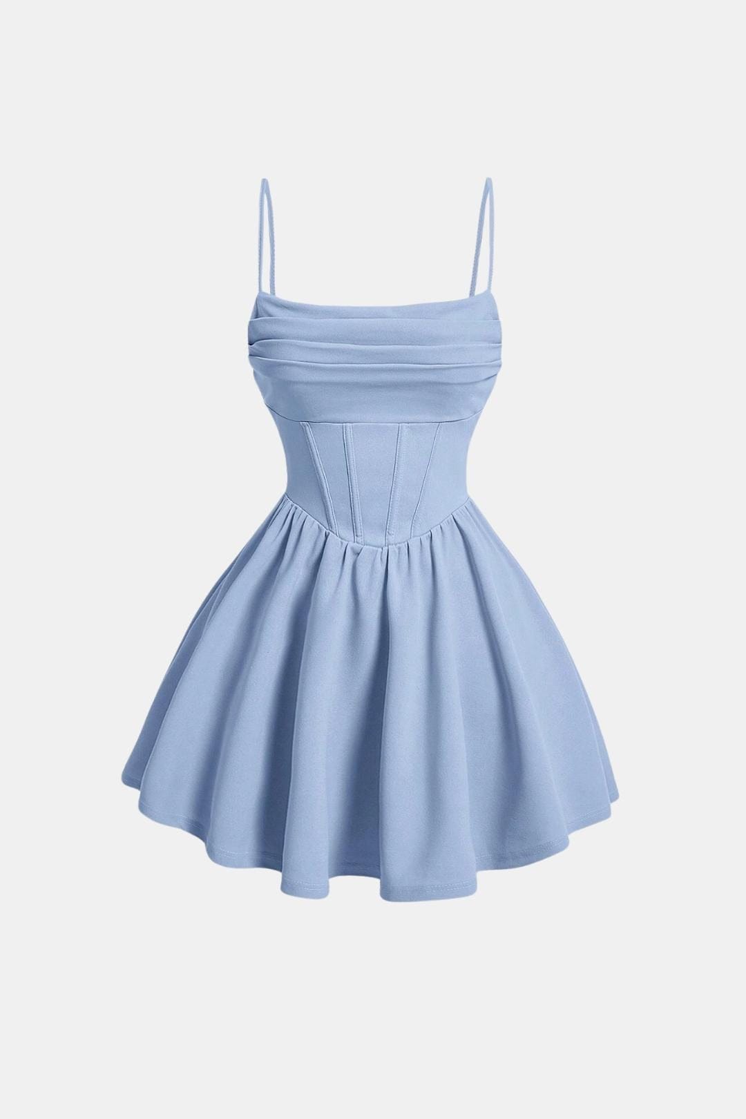 Cocktailkleid Damen Mini mit Spaghettraegern Raffung und Korsett-Paneelen