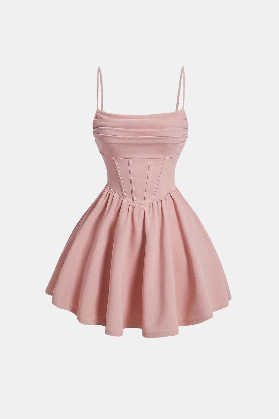 Cocktailkleid Damen Mini mit Spaghettraegern Raffung und Korsett-Paneelen