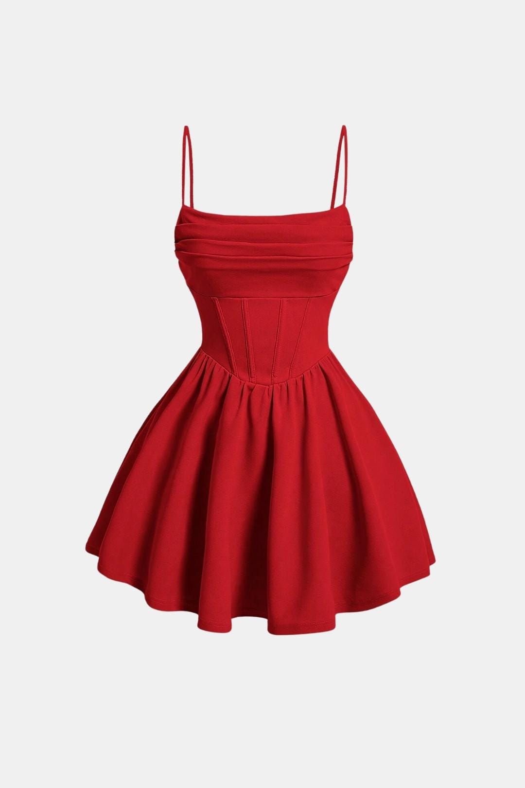 Cocktailkleid Damen Mini mit Spaghettraegern Raffung und Korsett-Paneelen