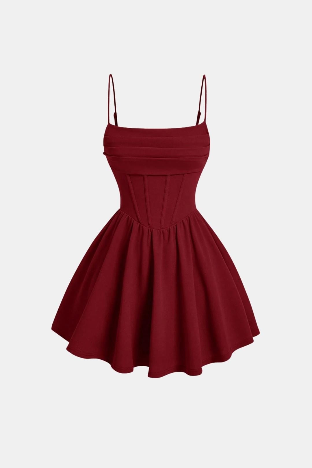 Cocktailkleid Damen Mini mit Spaghettraegern Raffung und Korsett-Paneelen