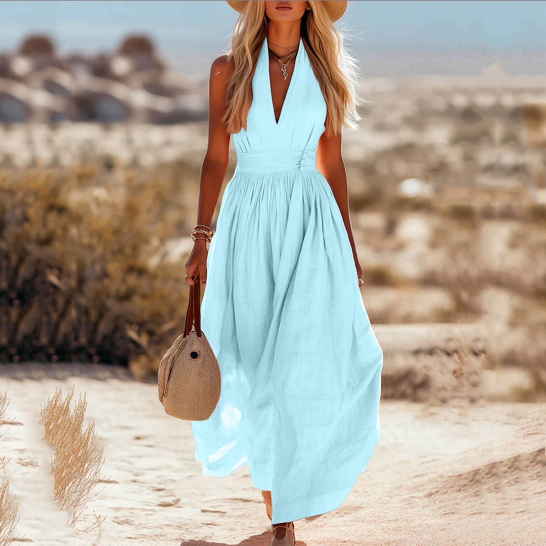 Cordua | Damen Fließendes Neckholder-Maxikleid