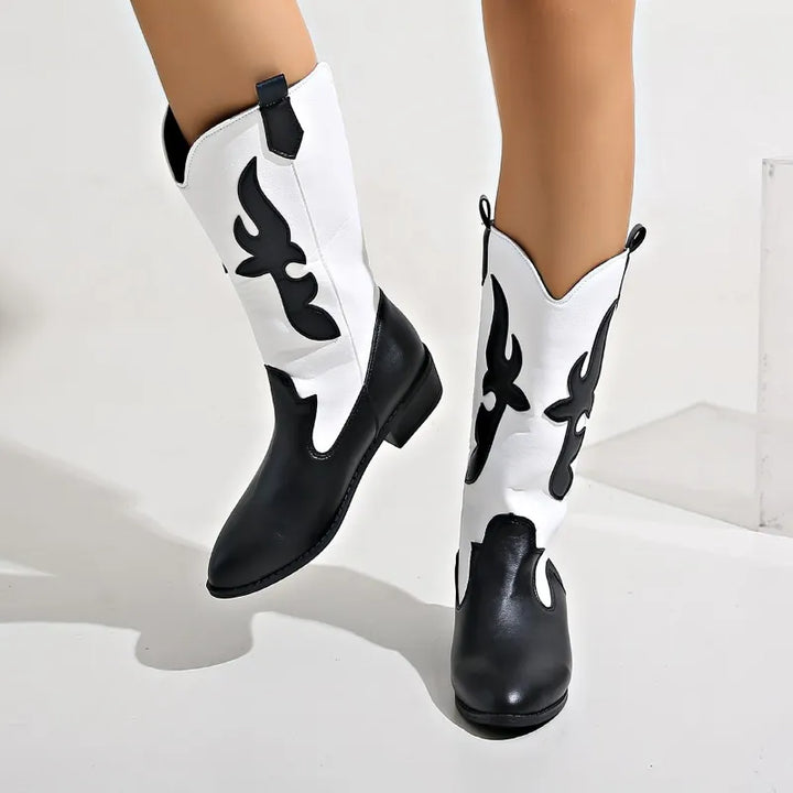 Cowboystiefel Damen im Zweifarbigen Westernlook