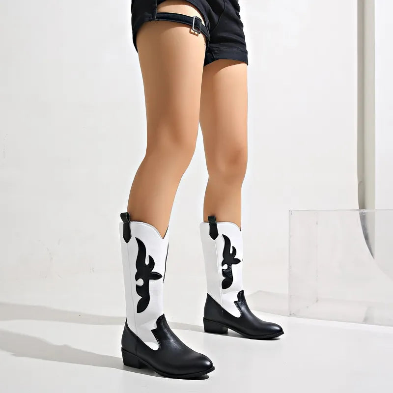 Cowboystiefel Damen im Zweifarbigen Westernlook
