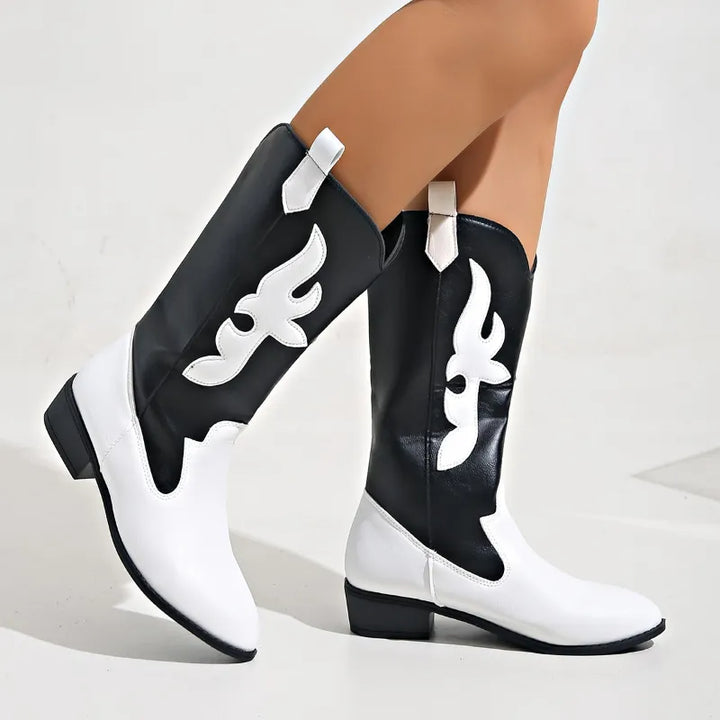 Cowboystiefel Damen im Zweifarbigen Westernlook