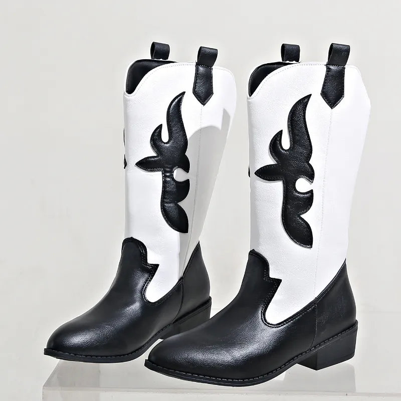 Cowboystiefel Damen im Zweifarbigen Westernlook