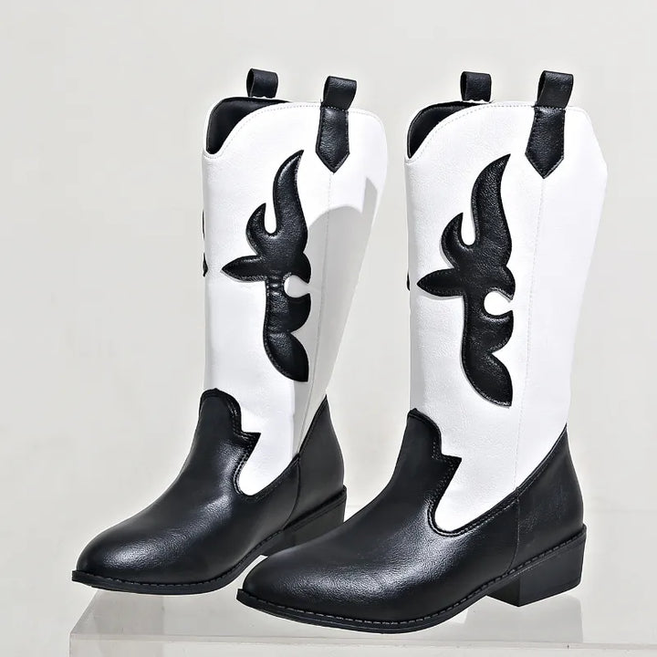 Cowboystiefel Damen im Zweifarbigen Westernlook