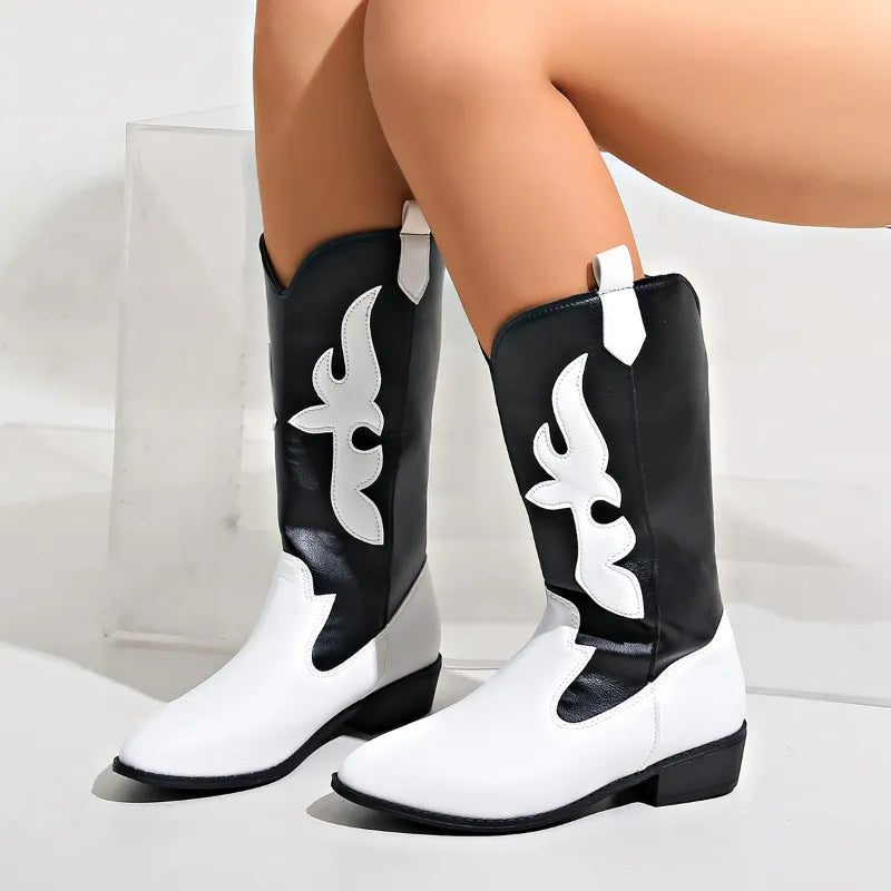 Cowboystiefel Damen im Zweifarbigen Westernlook