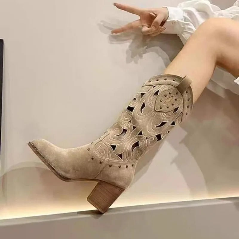 Cowboystiefel Damen mit Bedrucktem Schaftmuster