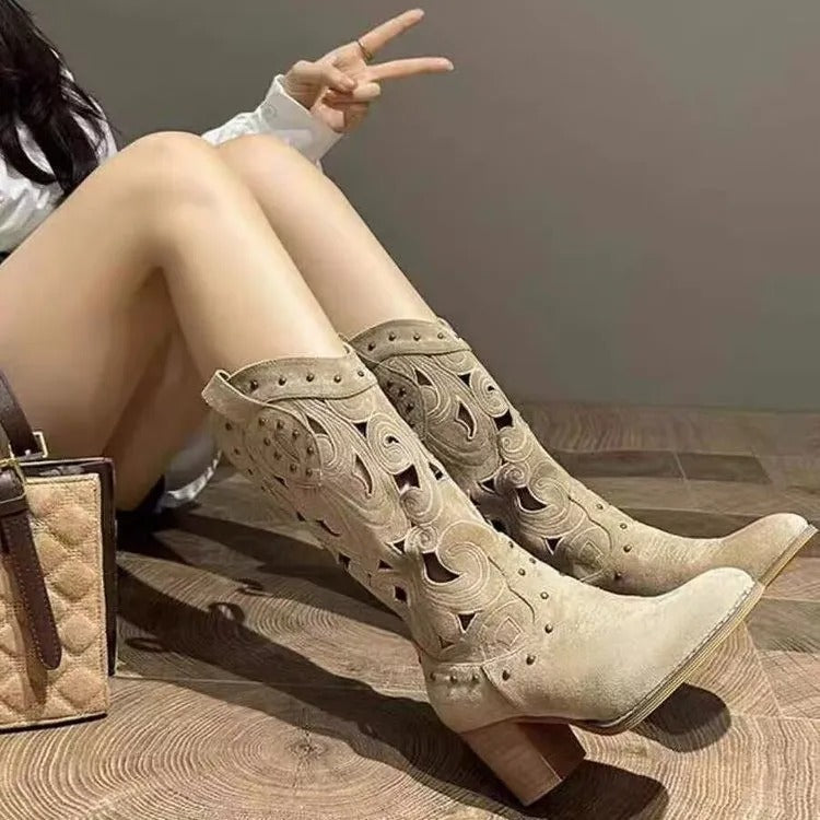 Cowboystiefel Damen mit Bedrucktem Schaftmuster