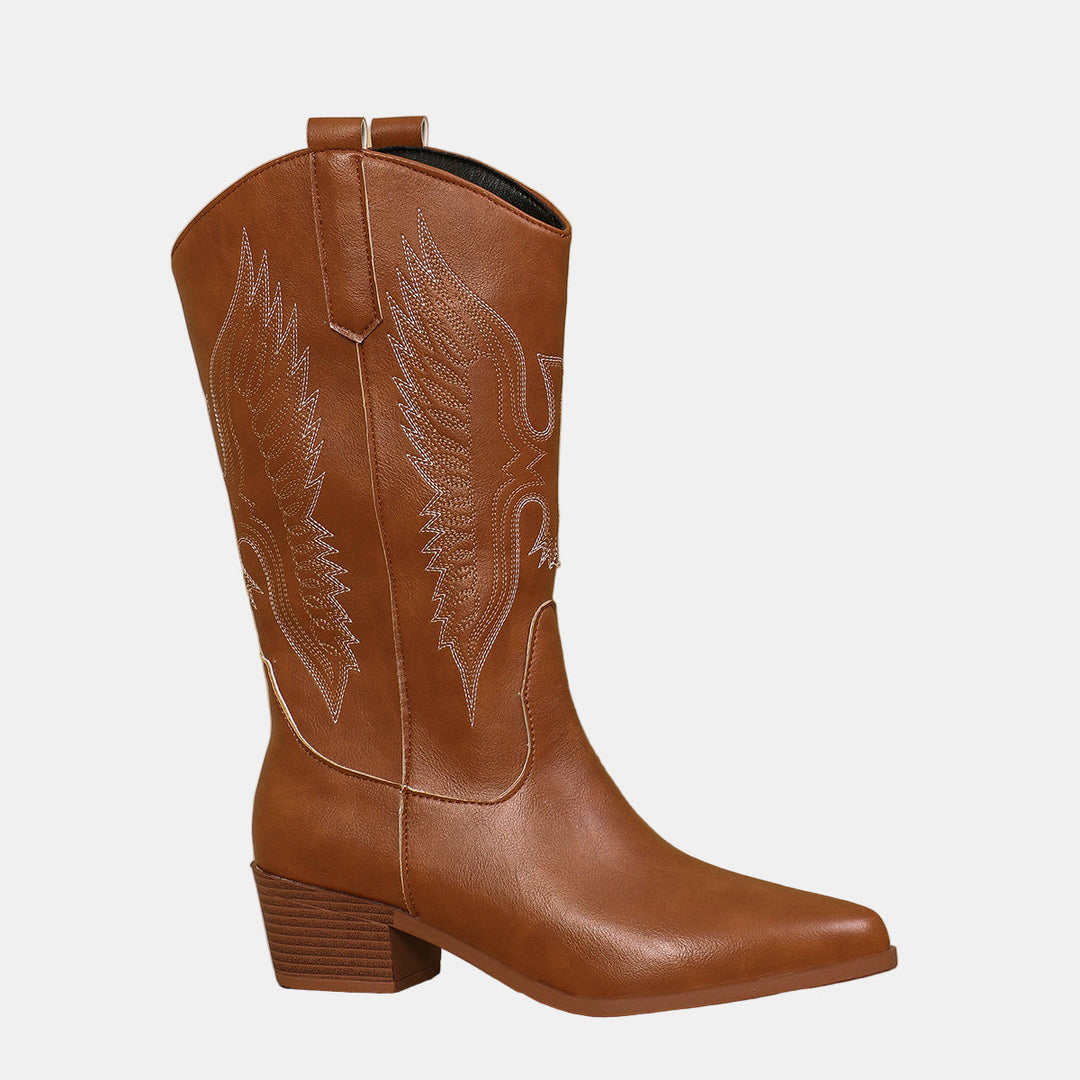 Cowboystiefel Damen mit Blockabsatz und Spitzer Kappe