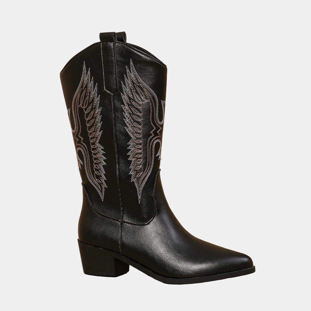 Cowboystiefel Damen mit Blockabsatz und Spitzer Kappe