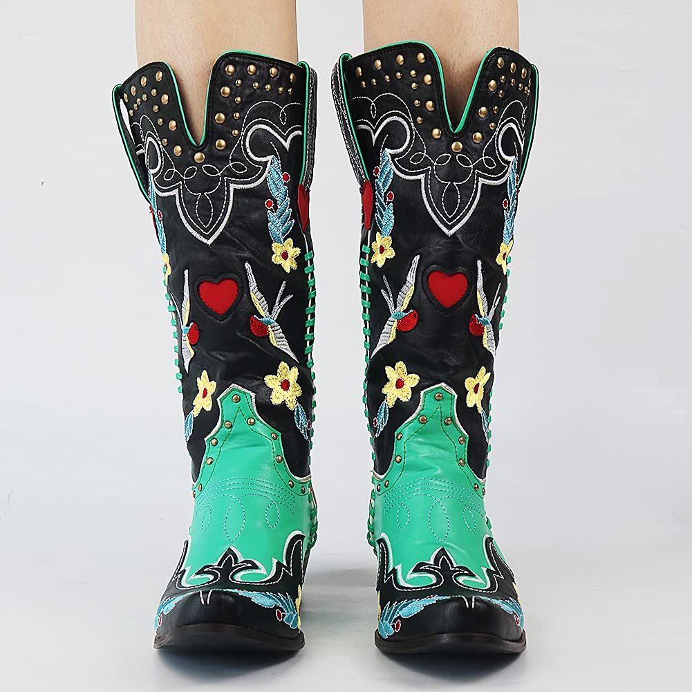 Cowboystiefel Damen mit Floraler Stickerei