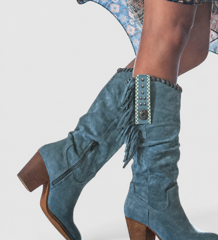 Cowboystiefel Damen mit Gepolstertem Fußbett und Blockabsatz