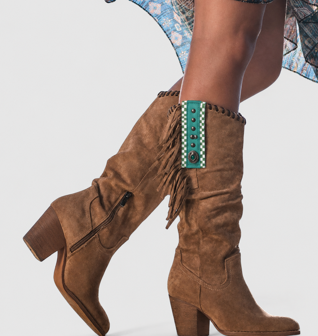Cowboystiefel Damen mit Gepolstertem Fußbett und Blockabsatz