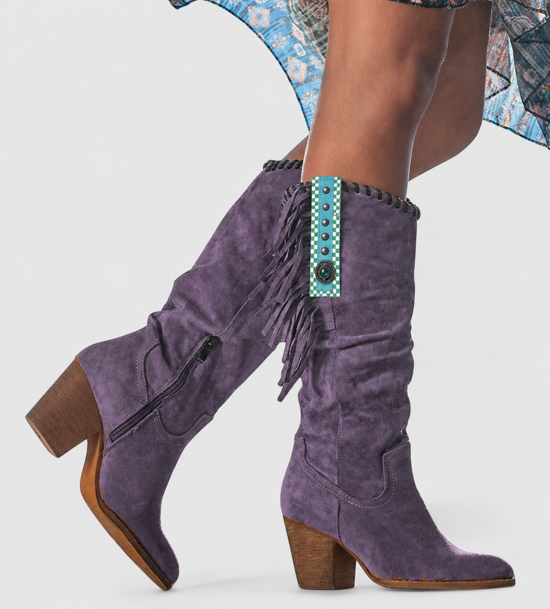 Cowboystiefel Damen mit Gepolstertem Fußbett und Blockabsatz