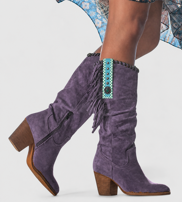 Cowboystiefel Damen mit Gepolstertem Fußbett und Blockabsatz