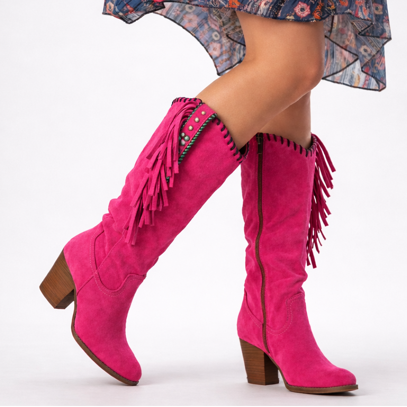 Cowboystiefel Damen mit Gepolstertem Fußbett und Blockabsatz