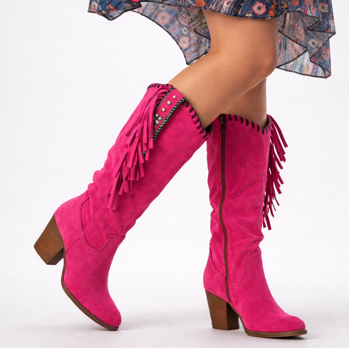 Cowboystiefel Damen mit Gepolstertem Fußbett und Blockabsatz