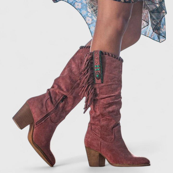 Cowboystiefel Damen mit Gepolstertem Fußbett und Blockabsatz