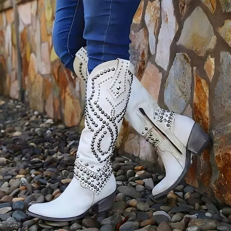 Cowboystiefel Damen mit Kniehohem Schaft und Spitzer Kappe