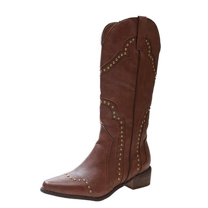 Cowboystiefel Damen mit Nietenakzenten und Blockabsatz