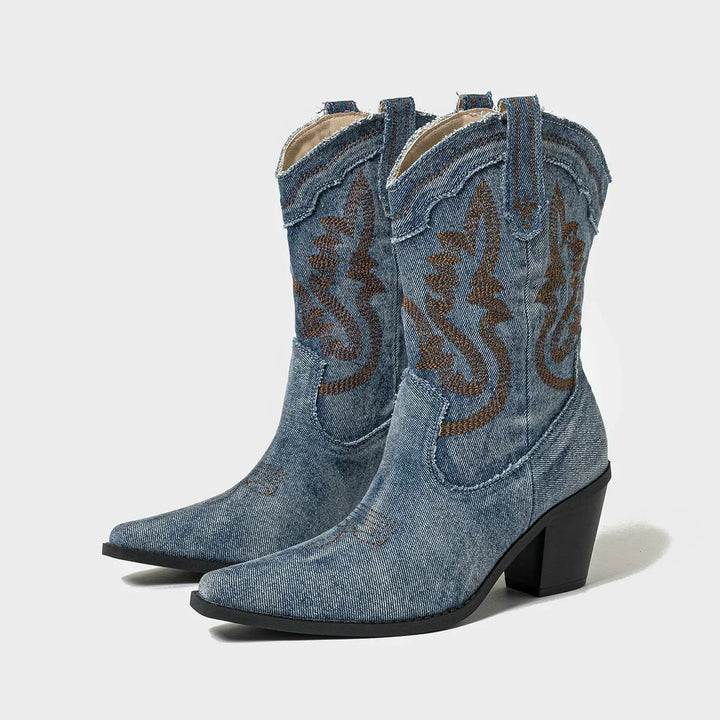 Cowboystiefel Damen mit Verzierter Schaftstickerei