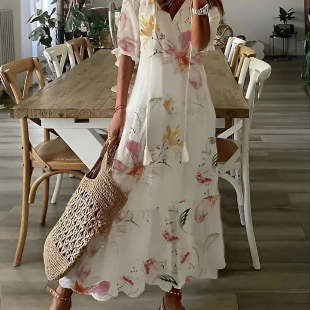Dalia | Fließendes Boho Maxikleid
