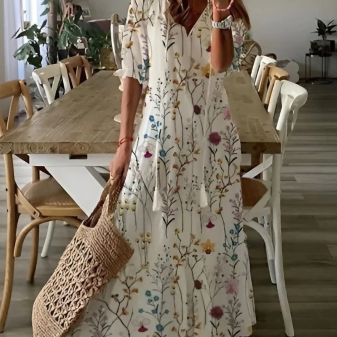 Dalia | Fließendes Boho Maxikleid