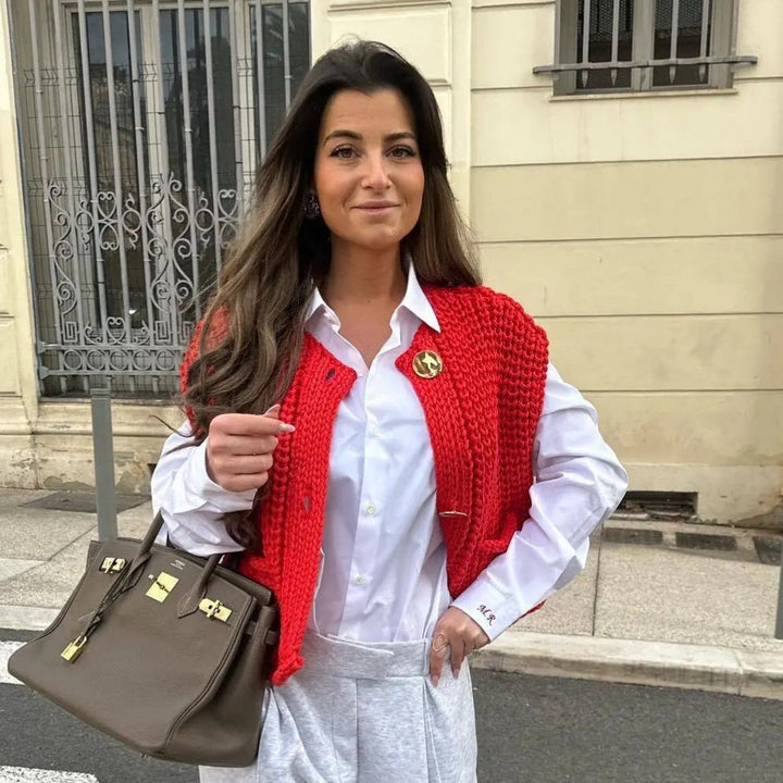 Dames mouwloze vesten met V-hals en knoopsluiting