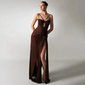 Damen Ärmelloses Maxi-Kleid mit doppelten Trägern und gerafftem Oberteil mit Seitenschlitz