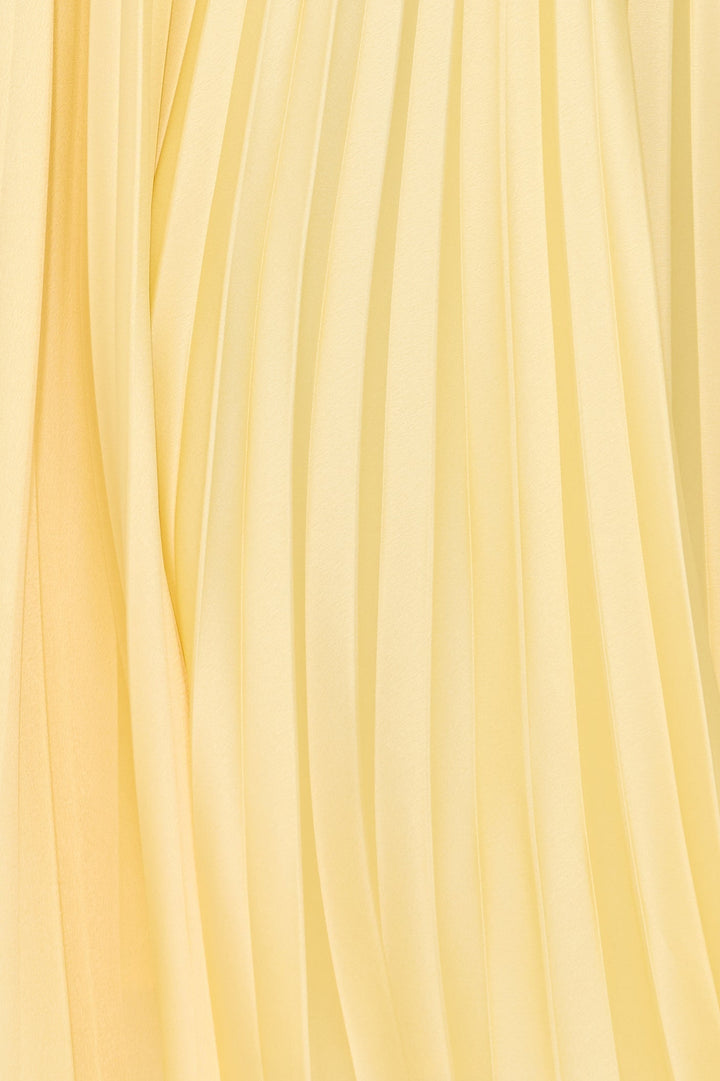 Damen Ärmelloses Plissee-Maxikleid mit V-Ausschnitt und Gekreuzten Rückenträgern