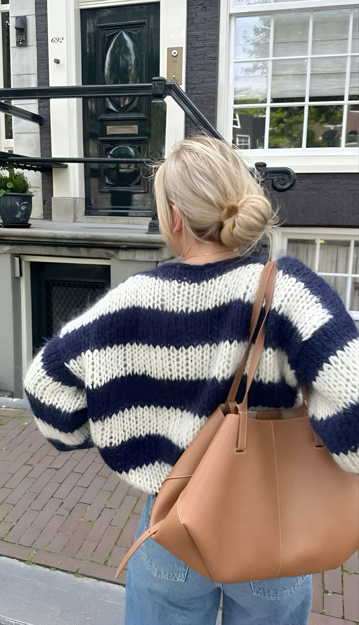 Damen Asymmetrischer Pullover mit strukturierter Oberfläche und langen Ärmeln