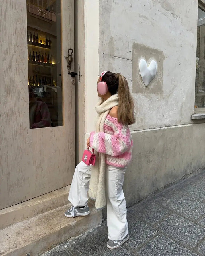 Damen Asymmetrischer Pullover mit strukturierter Oberfläche und langen Ärmeln