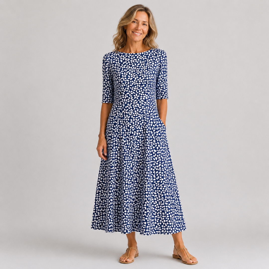 Damen Midikleid mit Blumenmuster und Taschen