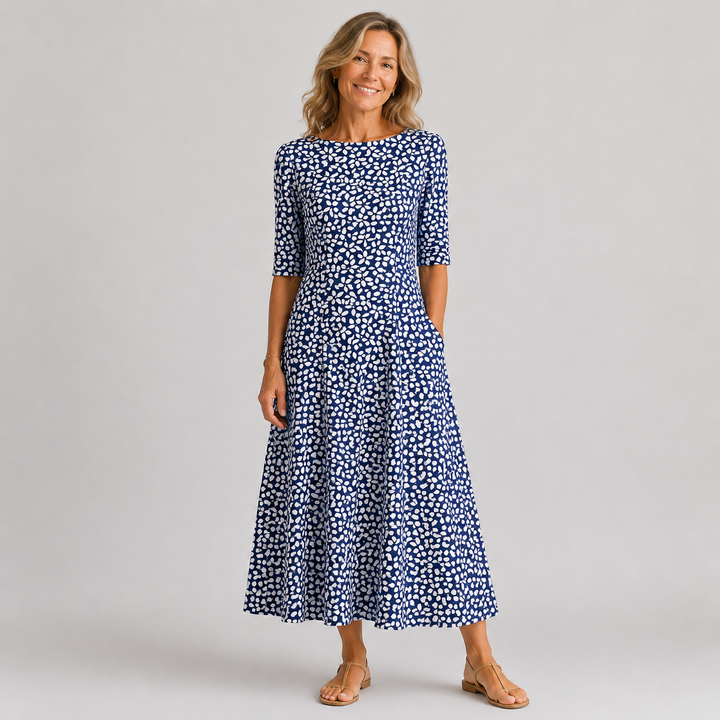 Damen Midikleid mit Blumenmuster und Taschen