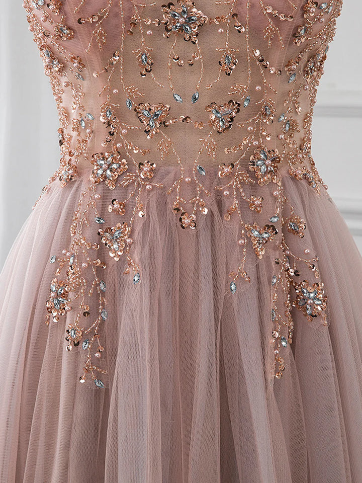 Damen Ballkleid mit Verzierter Korsage und Schmalen Trägern