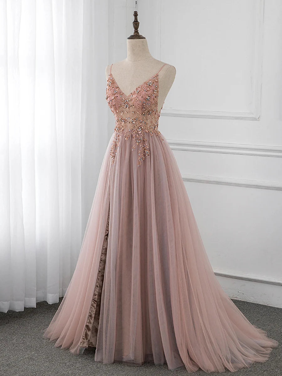 Damen Ballkleid mit Verzierter Korsage und Schmalen Trägern