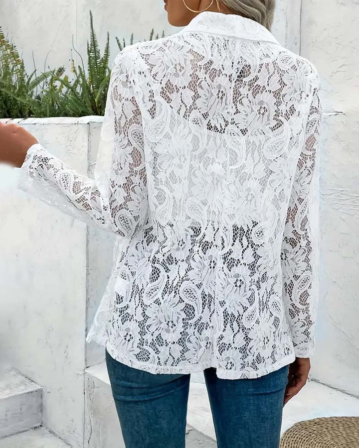Damen Blazer Elegant mit Durchbrochenen Ärmeldetails