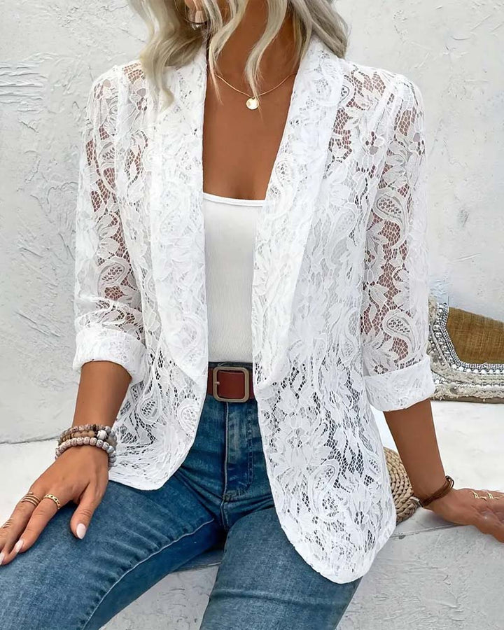 Damen Blazer Elegant mit Durchbrochenen Ärmeldetails