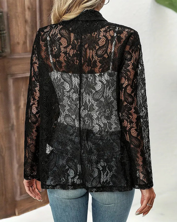 Damen Blazer Elegant mit Durchbrochenen Ärmeldetails